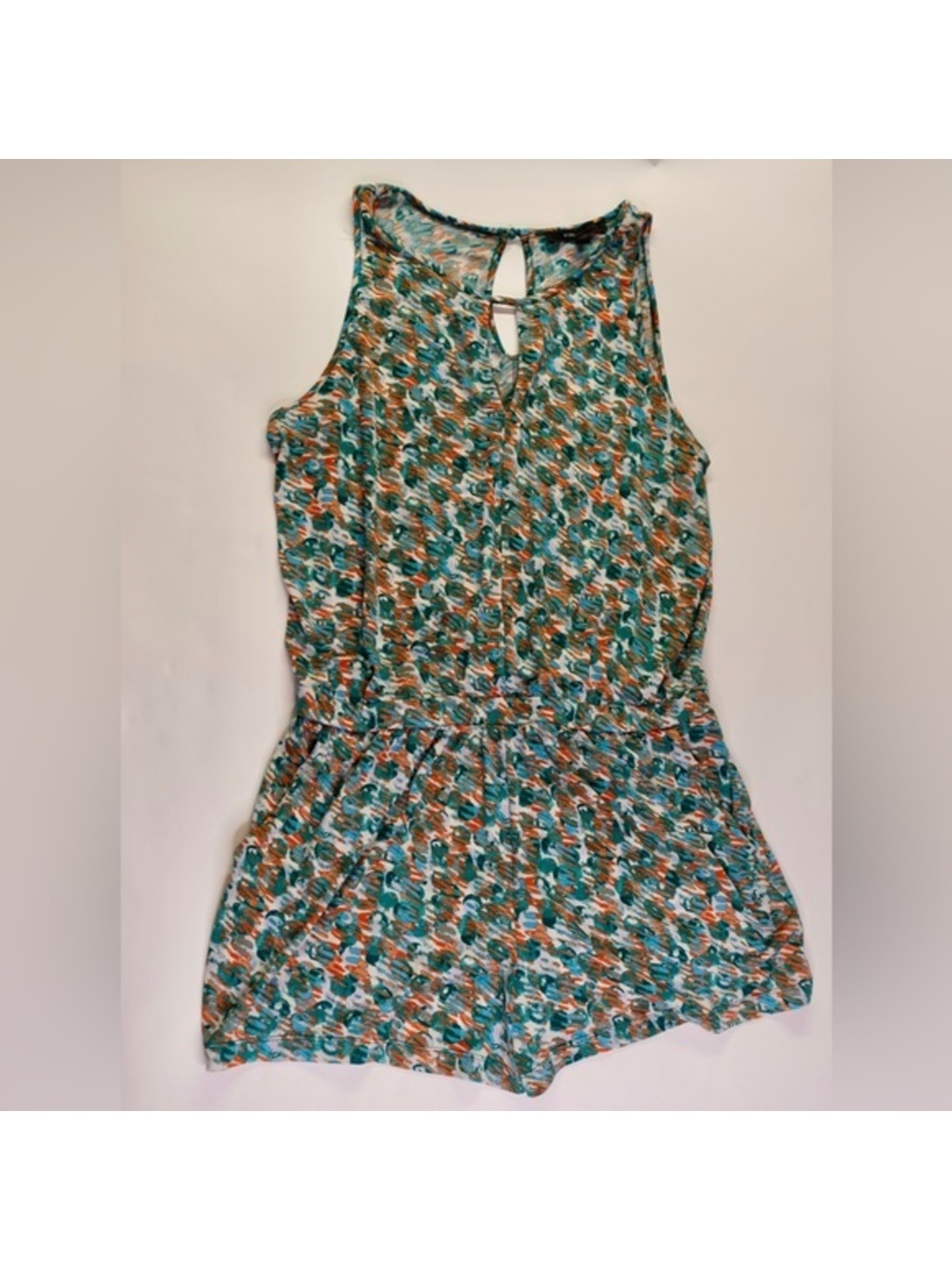 BCBGMAXAZRIA Colorful Romper with Pockets